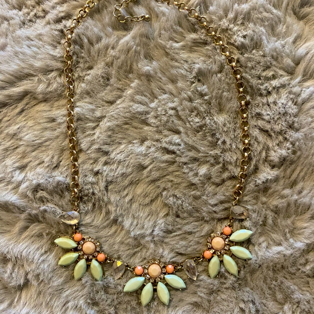 Peach/sea foam/orange statement necklace